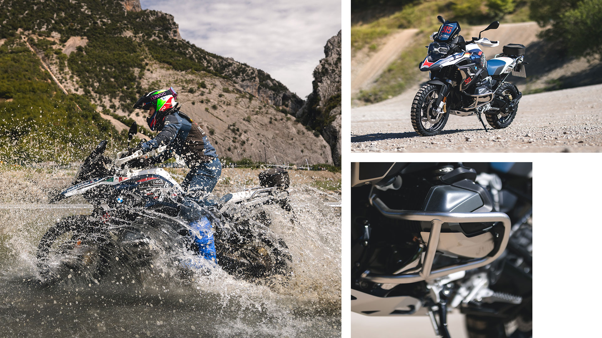 Το Int. GS Trophy Bike από διαφορετικές οπτικές γωνίες και με πλήρη οδήγηση μέσα από νερό.