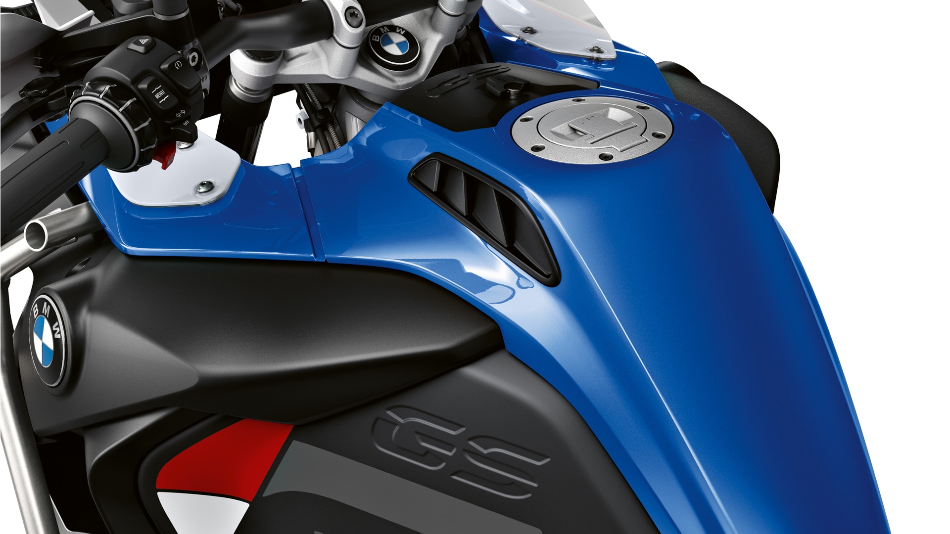 Βλέπουμε το ρεζερβουάρ 30 λίτρων της R 1250 GS Adventure.