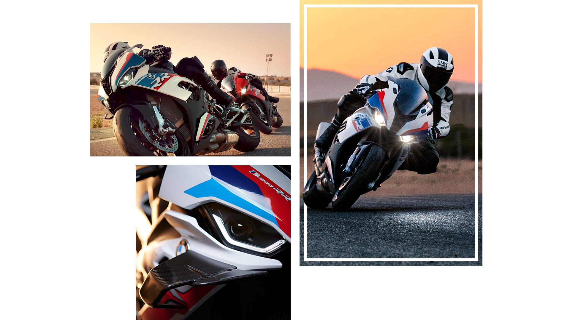 Κολάζ από λήψεις της S 1000 RR και της M 1000 RR σε κίνηση.